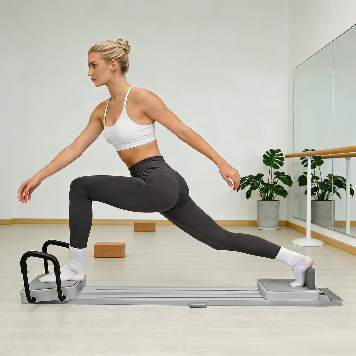Multi-Functional 4-in-1 Pilates Ski Machine With Rotating Rails