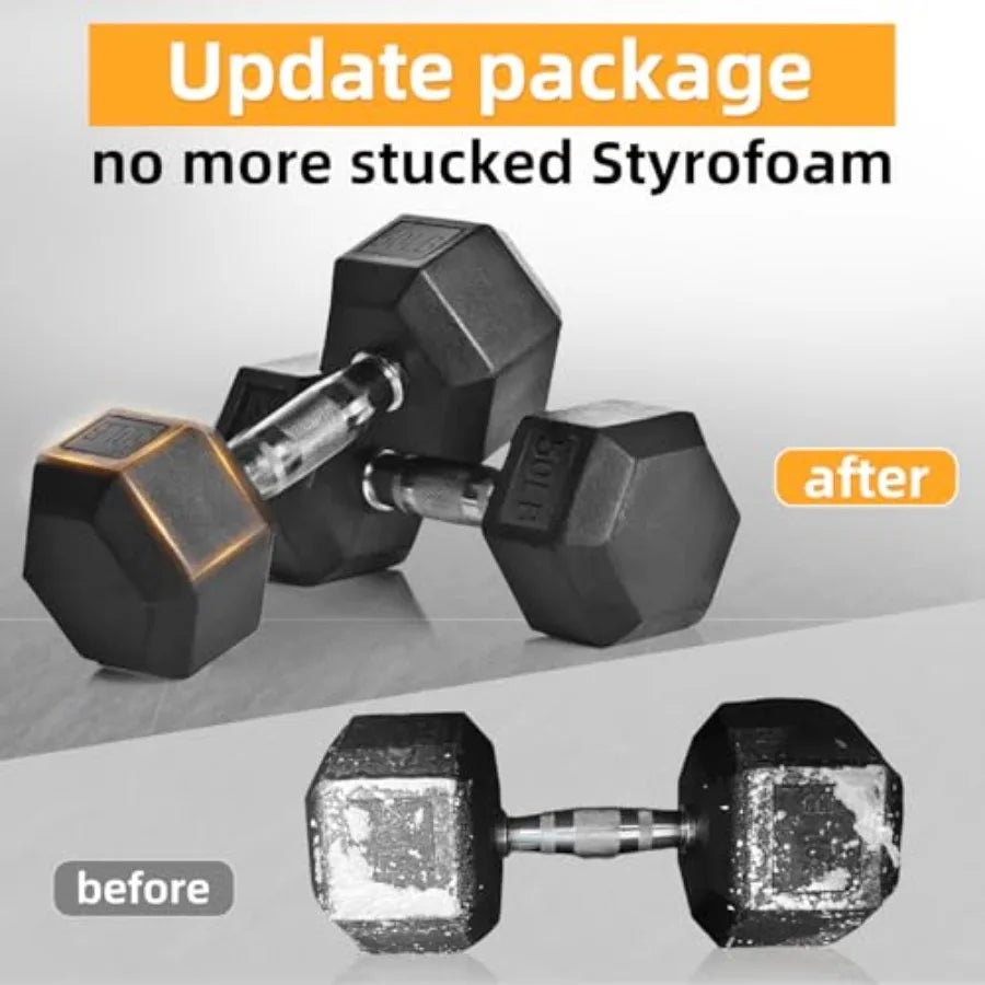 Rubber Hex Dumbbell Set With Rack 350 450 550 Lbs