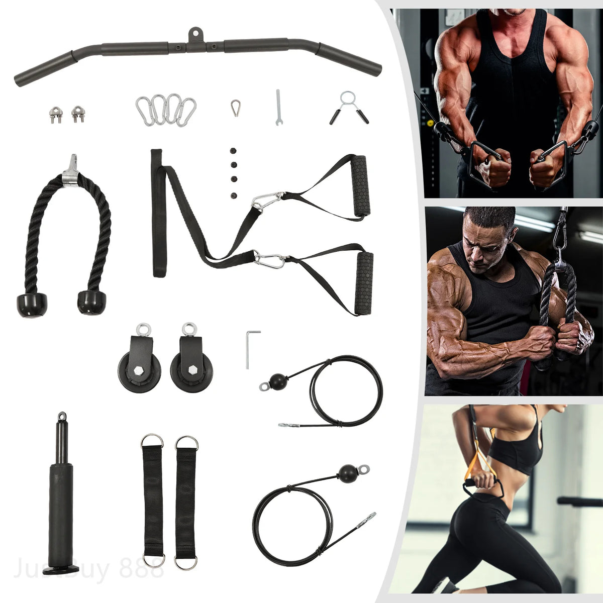 Home Gym Cable Weight Pulley System With Safety Ropes