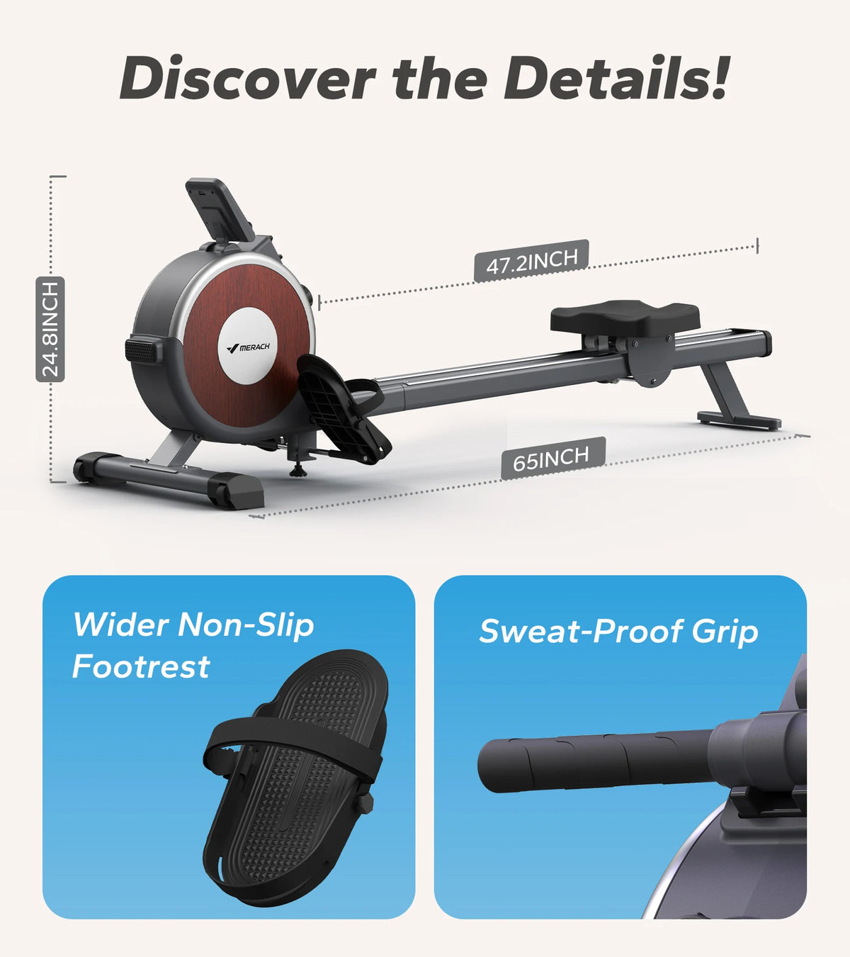 Merach Magnetic Rowing Machine With Dual Slide Rail
