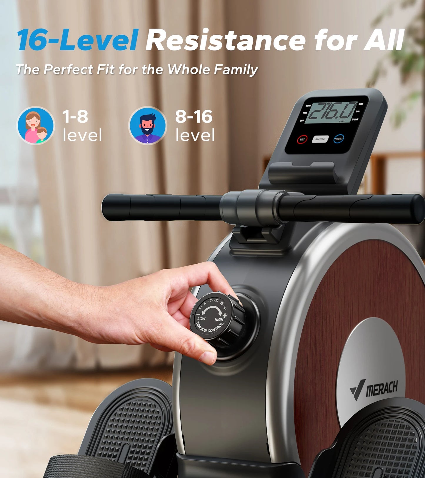 Merach Magnetic Rowing Machine With Dual Slide Rail