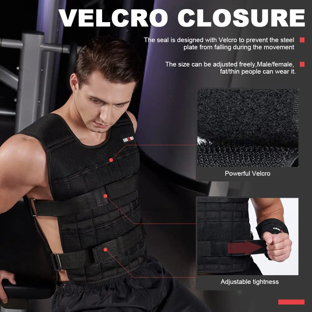 Lekaro Men Adjustable 20kg Weight Vest For Fitness Training