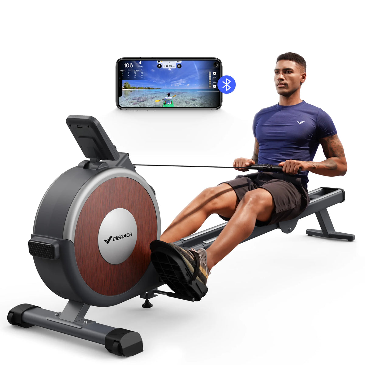 Merach Magnetic Rowing Machine With Dual Slide Rail