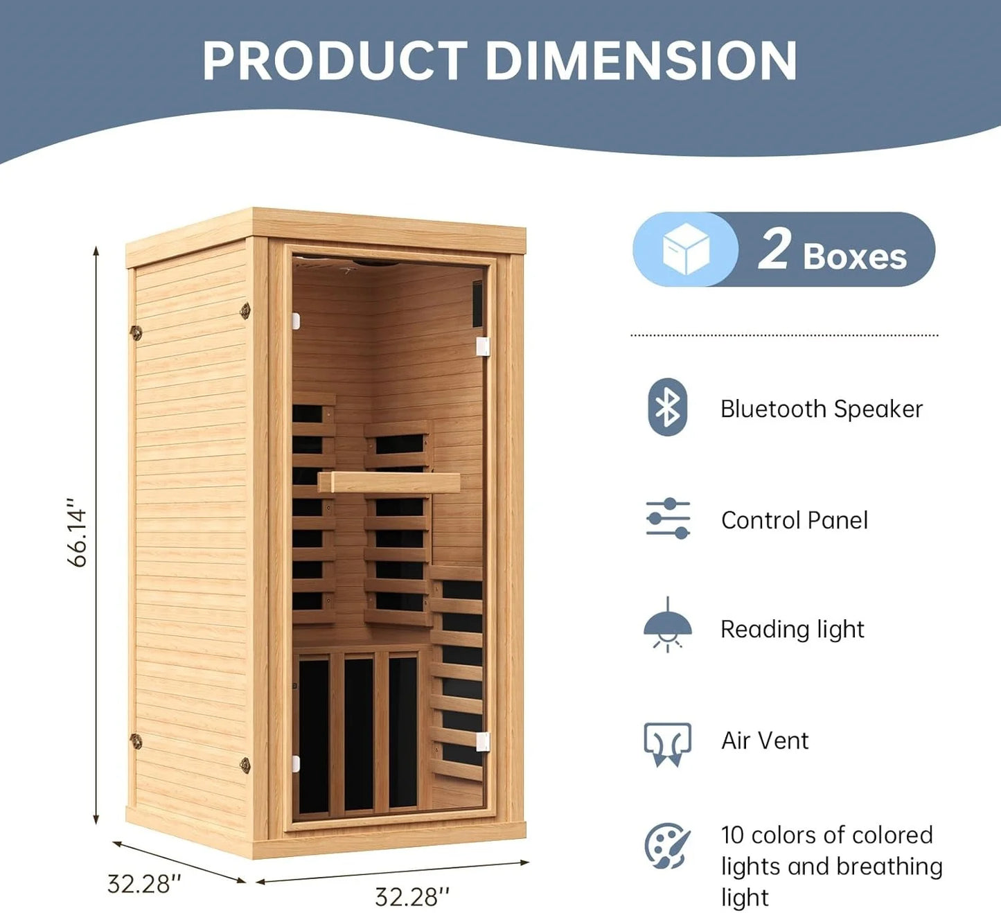 Nordivale Infrared Sauna Room Hemlock Wood With Glass Door