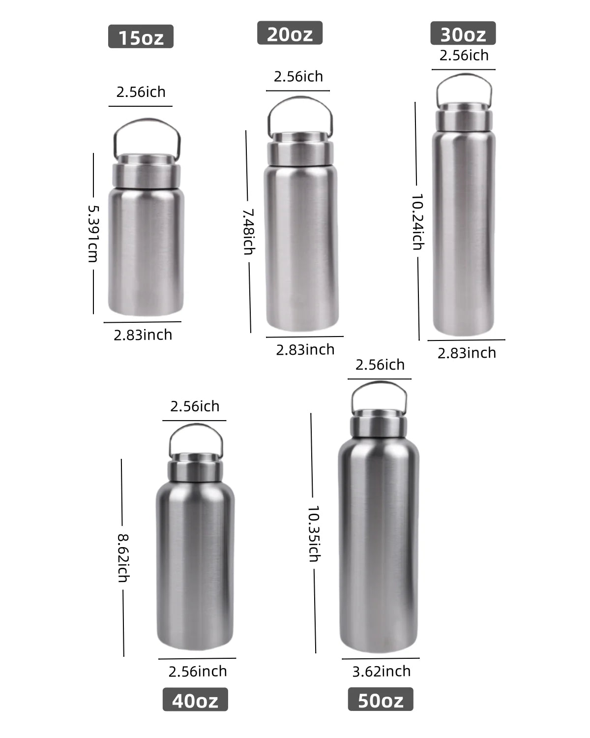 Leno Stainless Steel Sport Water Bottle Large Capacity