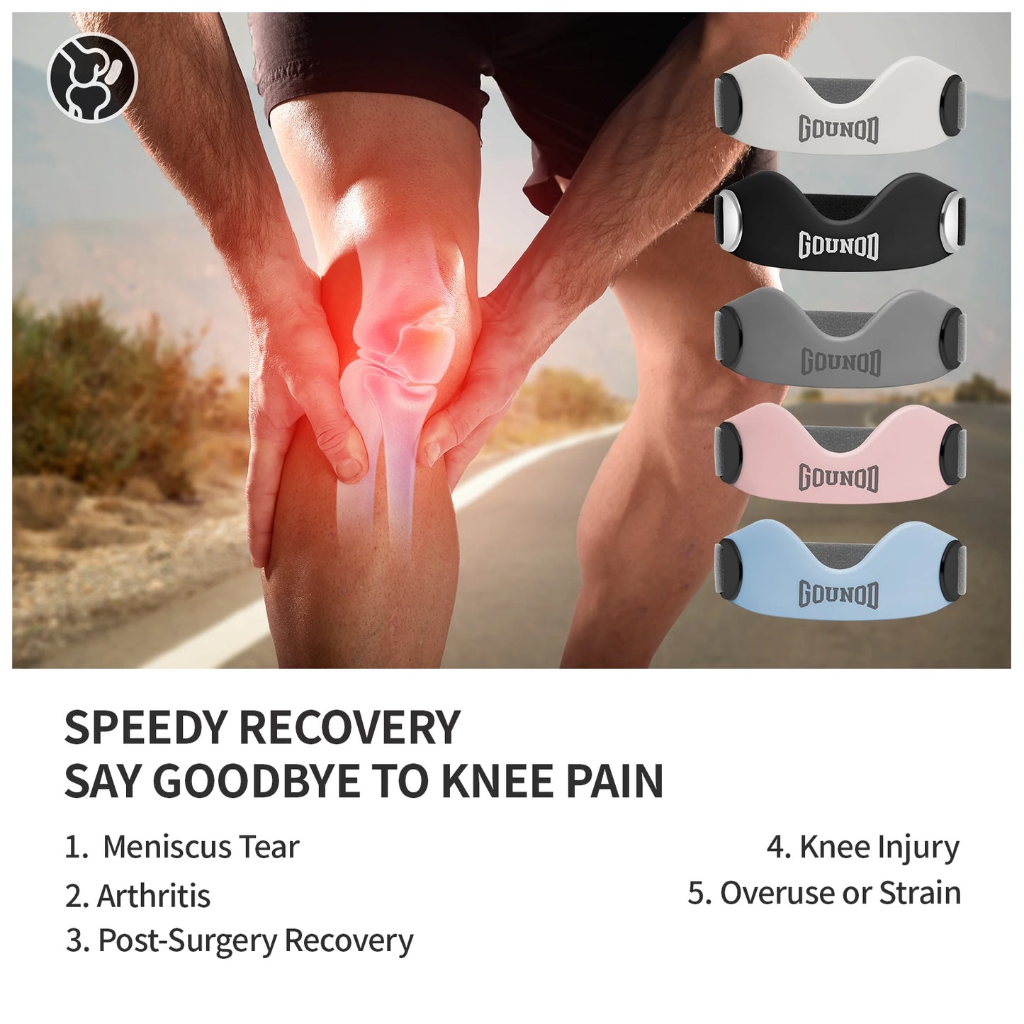 GOUNOD Silicone Patellar Tendon Support Strap For Knee Pain