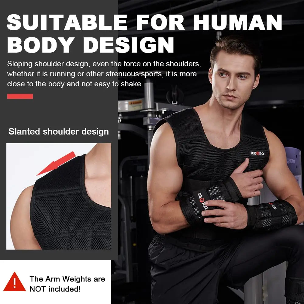 Lekaro Men Adjustable 20kg Weight Vest For Fitness Training