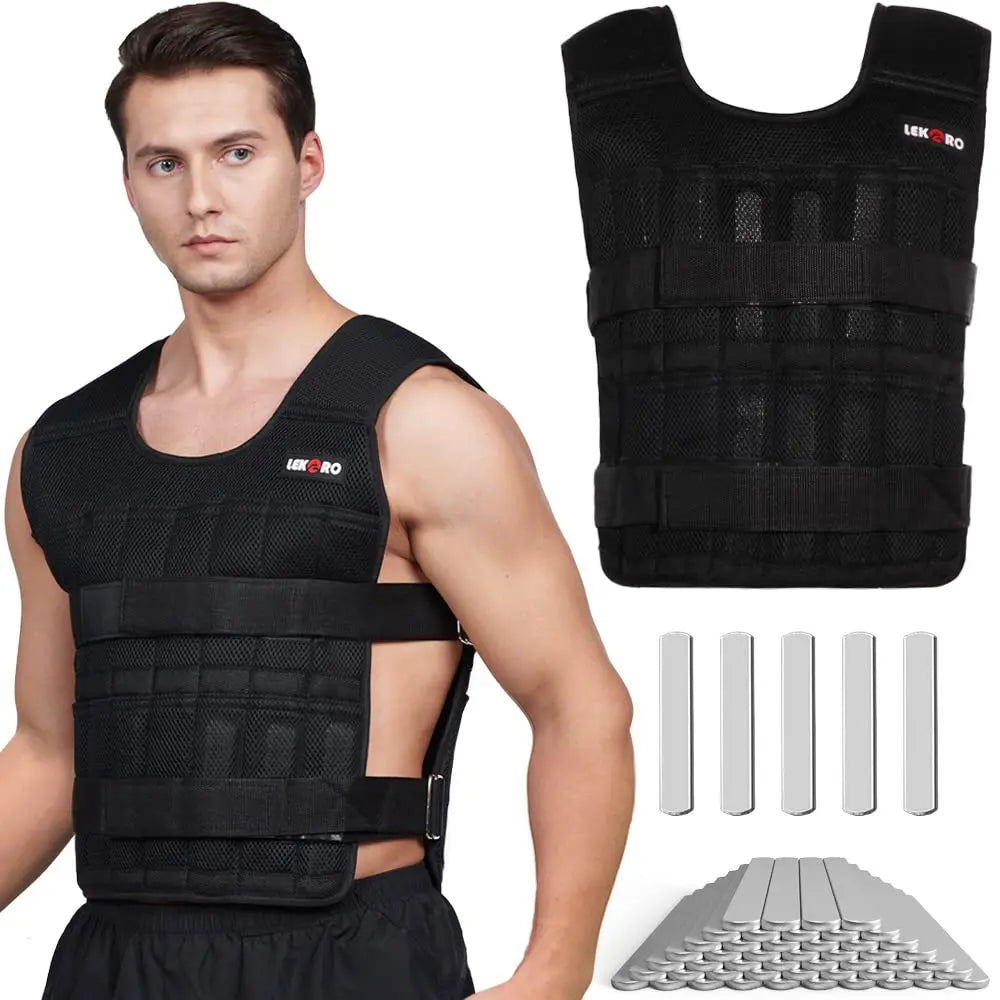 Lekaro Men Adjustable 20kg Weight Vest For Fitness Training