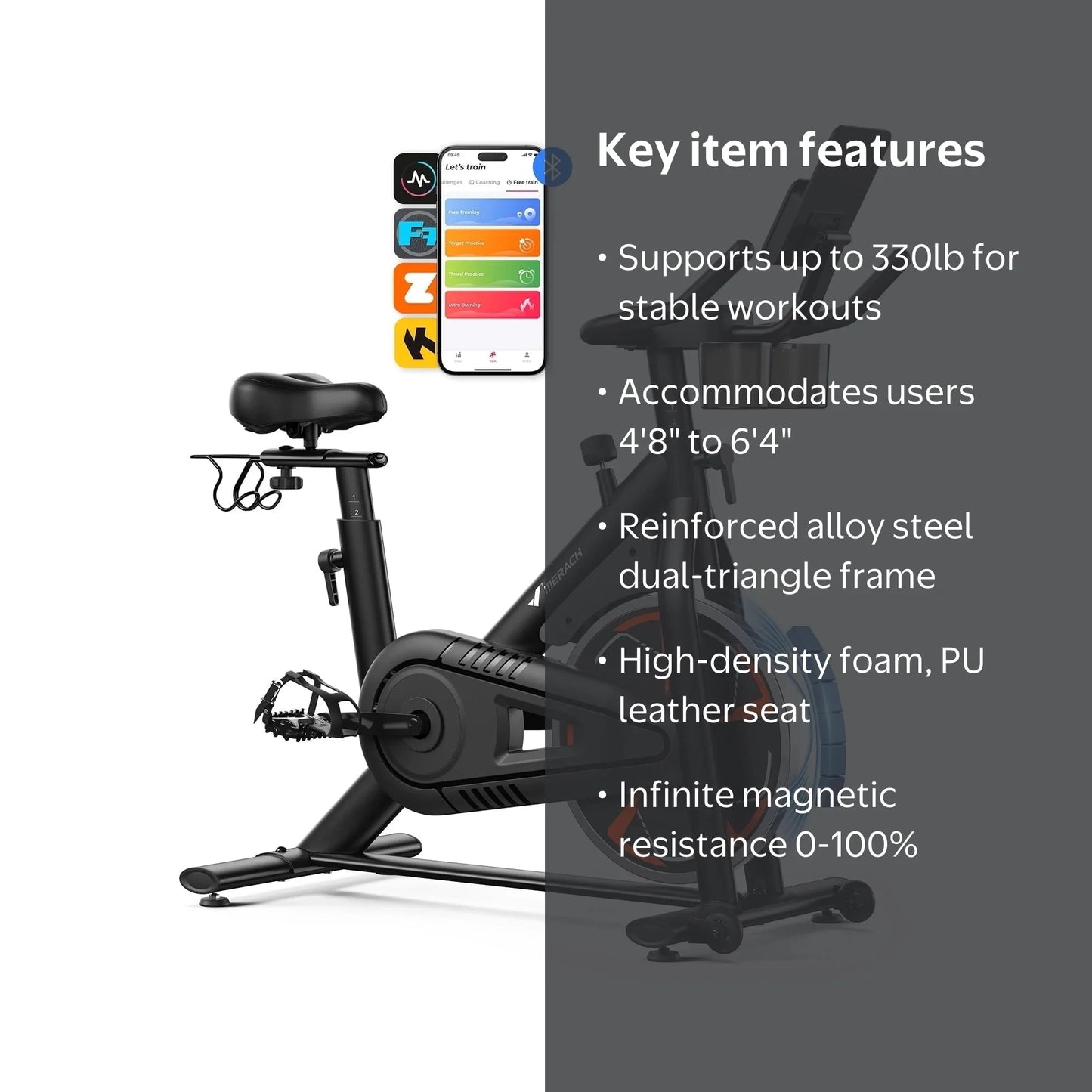 Merach Magnetic Exercise Bike With Seat And App