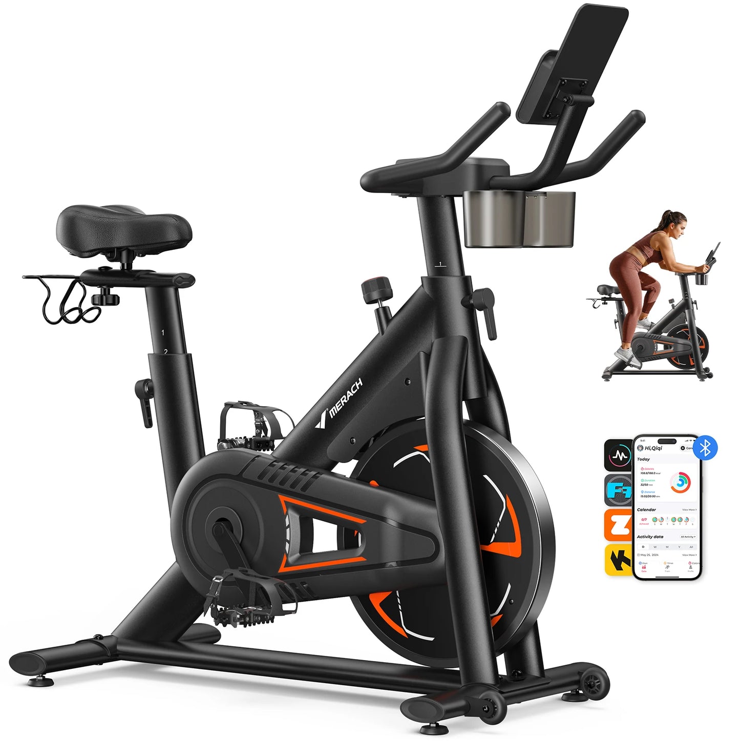 Merach Magnetic Exercise Bike With Seat And App