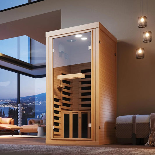 Nordivale Infrared Sauna Room Hemlock Wood With Glass Door