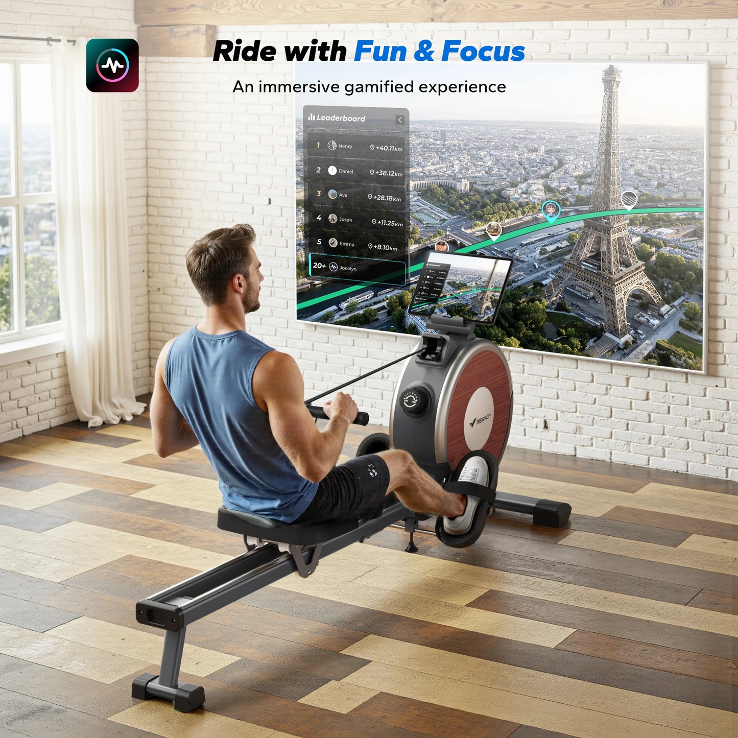 Merach Magnetic Rowing Machine With Dual Slide Rail