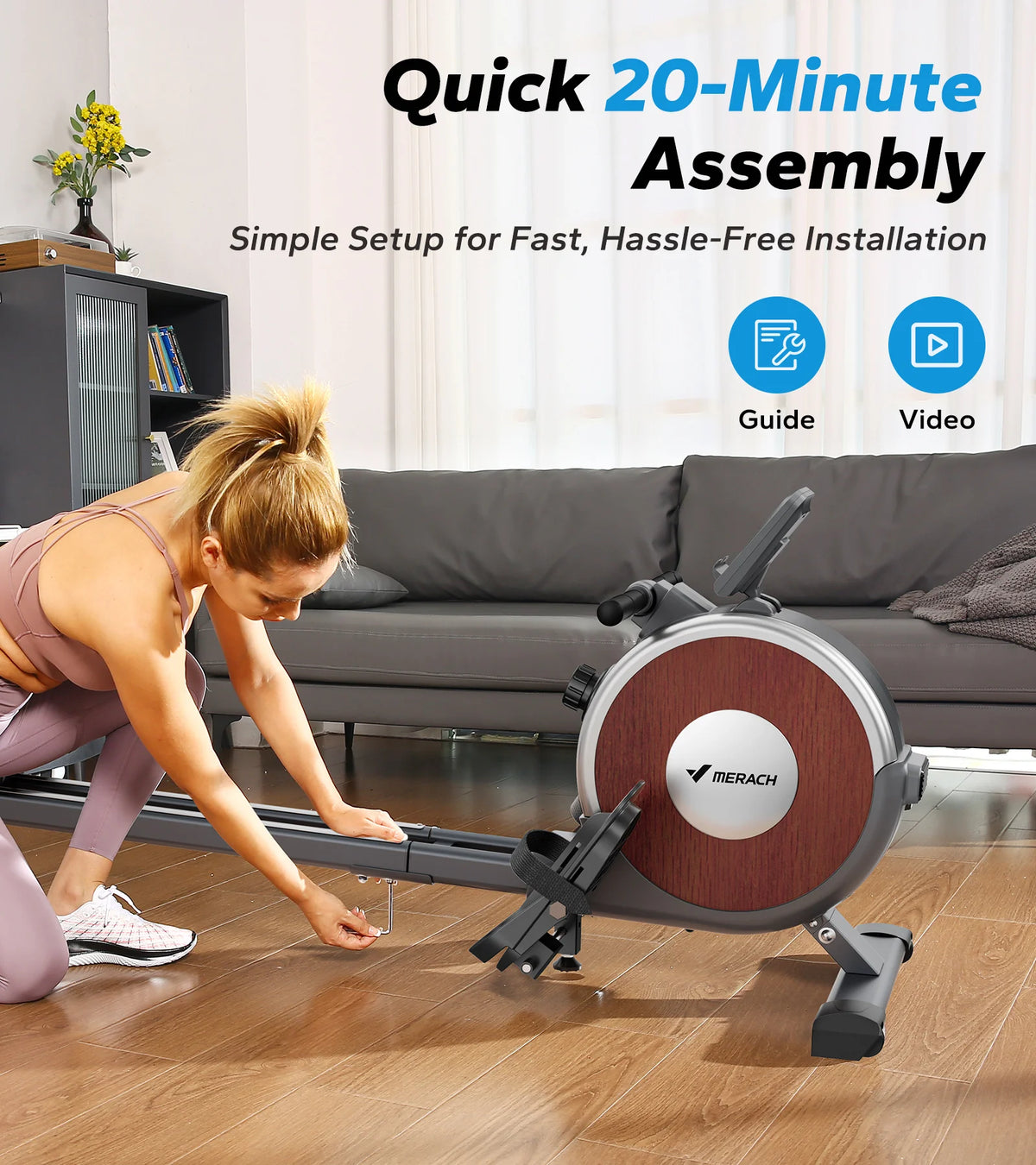 Merach Magnetic Rowing Machine With Dual Slide Rail