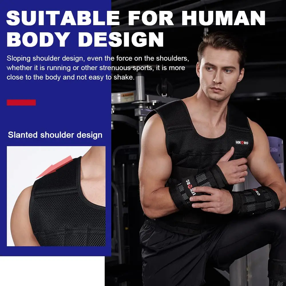 Lekaro Men Adjustable 20kg Weight Vest For Fitness Training