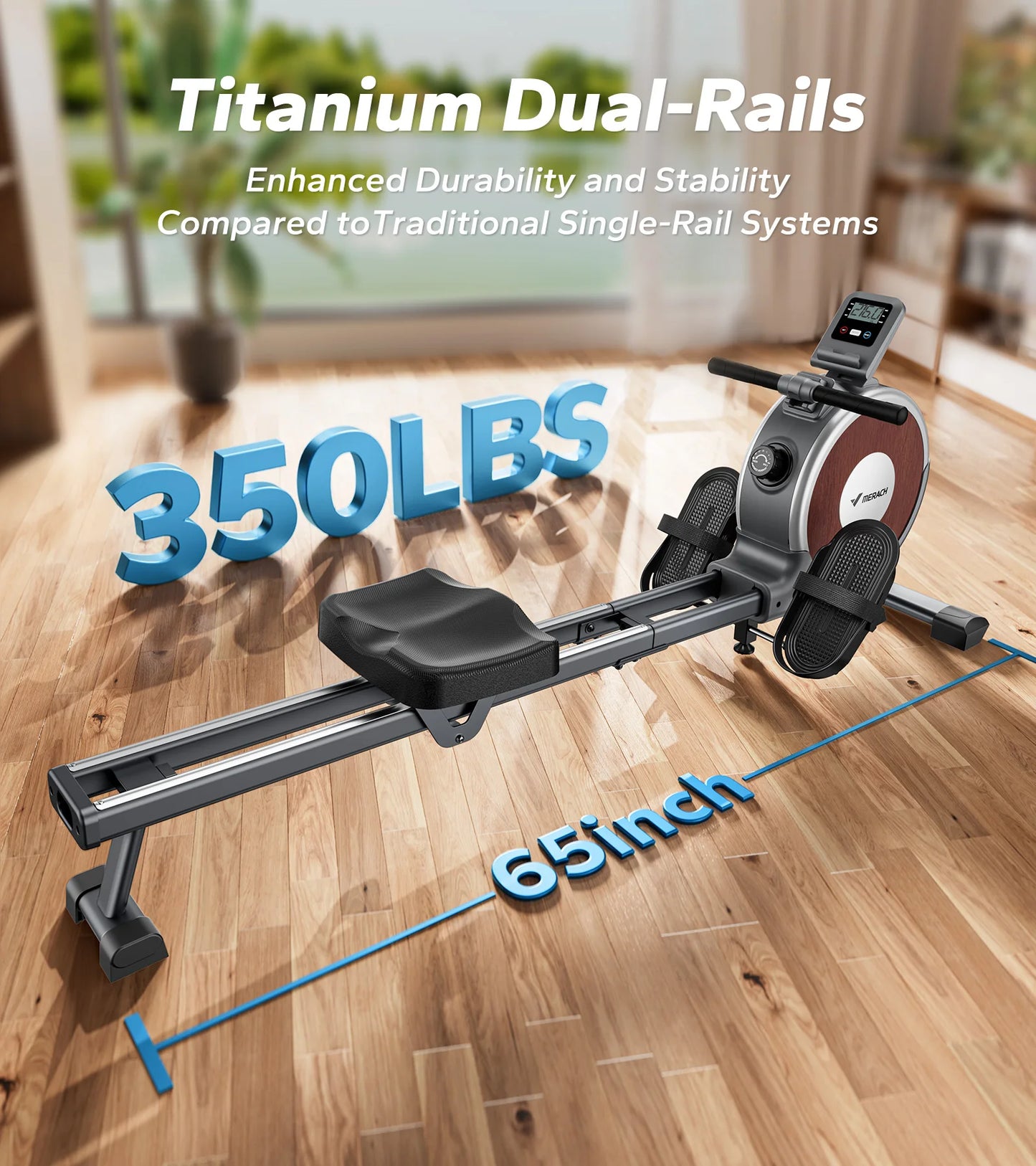 Merach Magnetic Rowing Machine With Dual Slide Rail