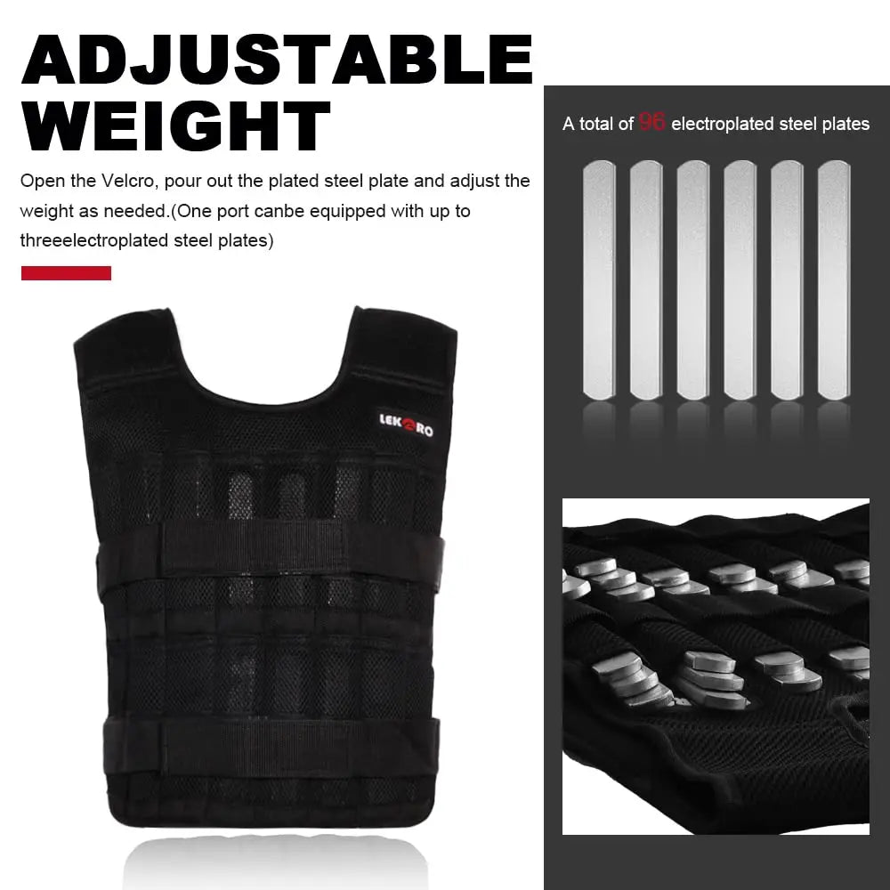 Lekaro Men Adjustable 20kg Weight Vest For Fitness Training