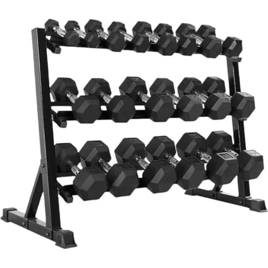Rubber Hex Dumbbell Set With Rack 350 450 550 Lbs