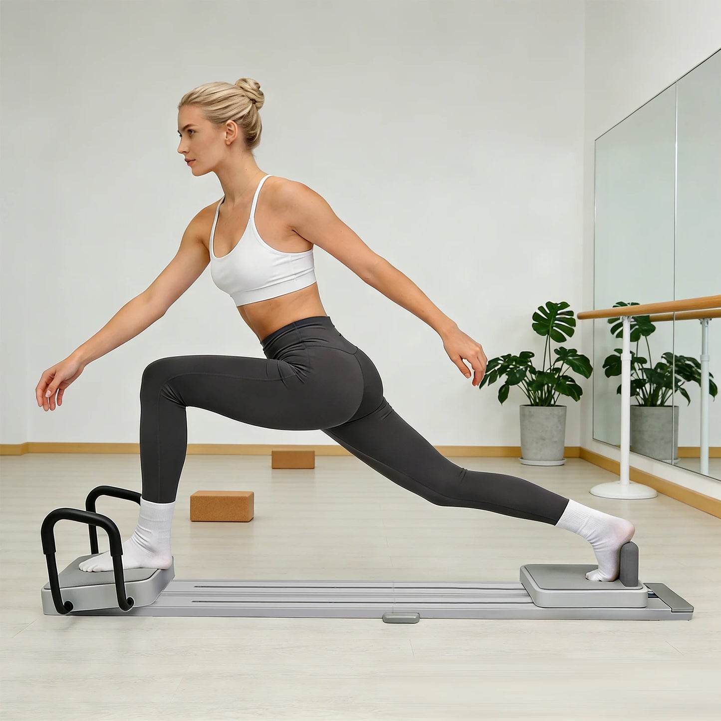 Multi-Functional 4-in-1 Pilates Ski Machine With Rotating Rails