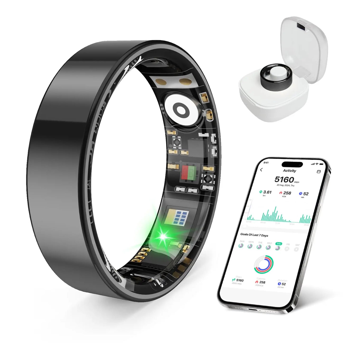 Smart Ring Health Tracker IP68 Waterproof For iOS Android