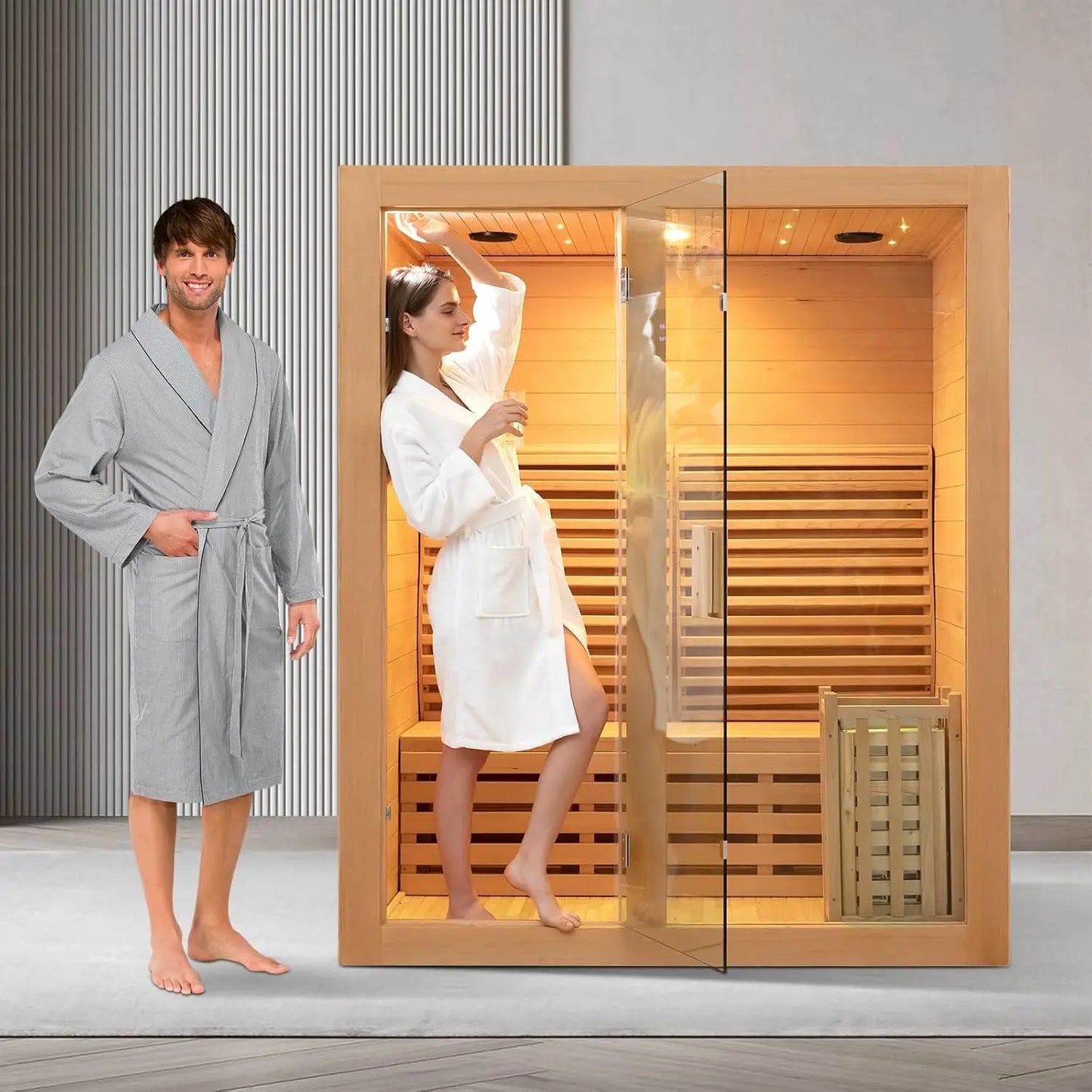 SMARTMAK 2 Person Hemlock Steam Sauna Harvia 3.5kW