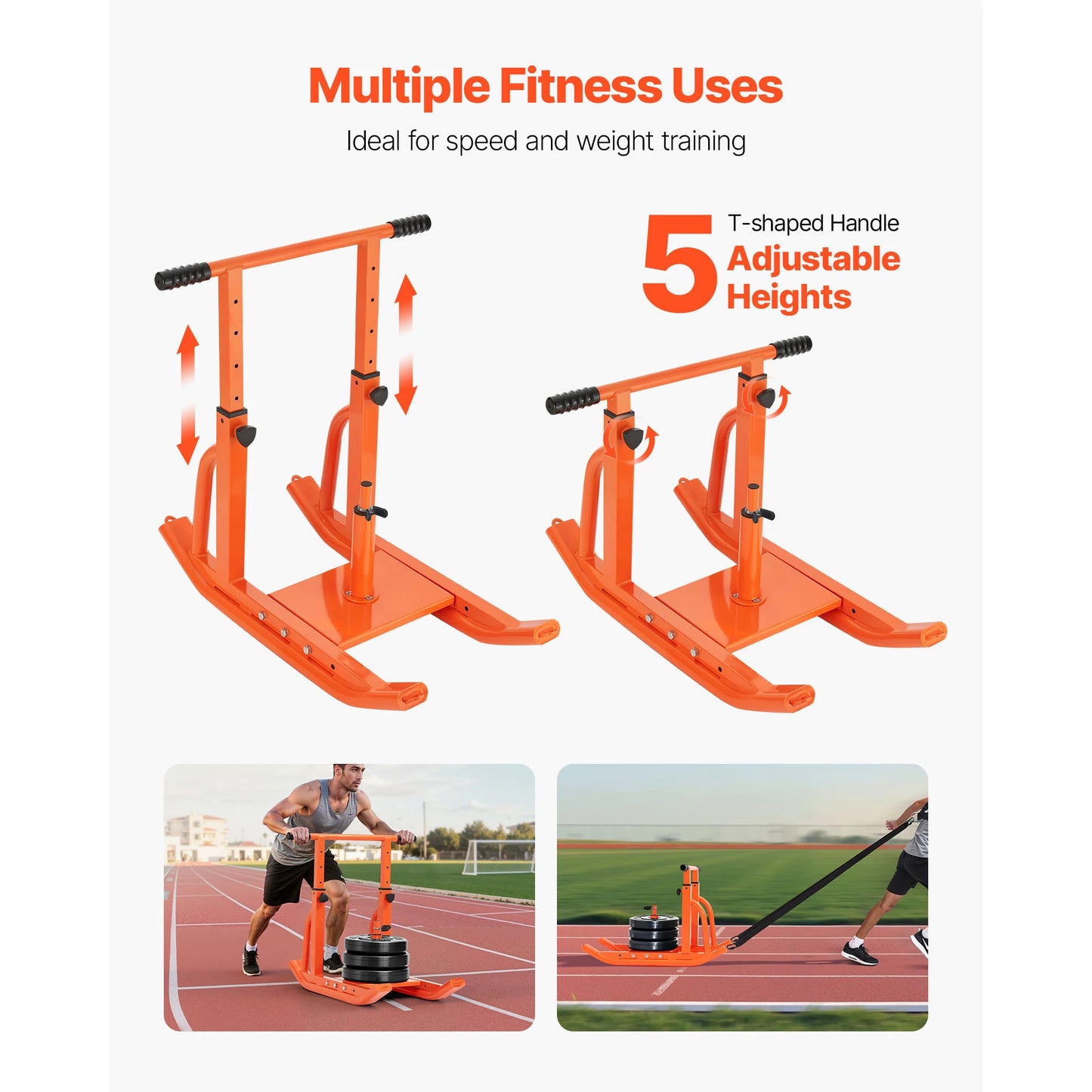 SucceBuy Steel Weight Sled Adjustable Height Fitness