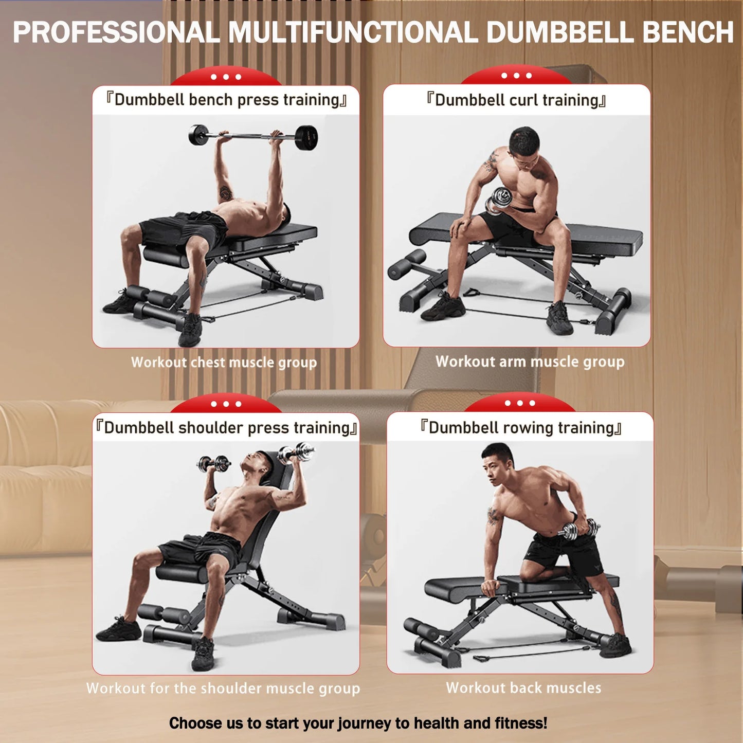 Adjustable Foldable Weight Bench For Strength Training