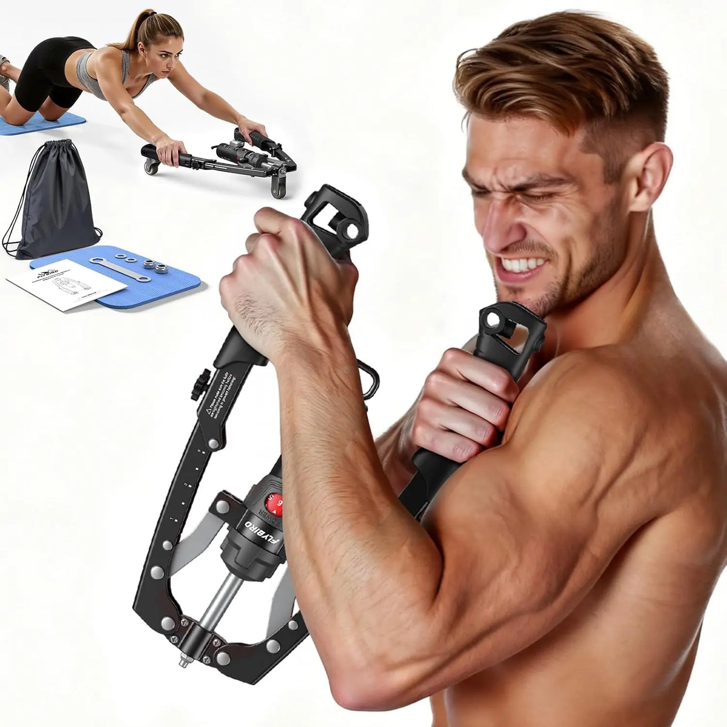 Fed Fitness Adjustable Hydraulic Arm And Ab Roller
