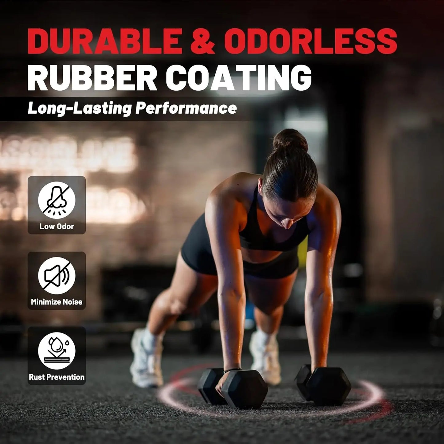 Rubber Coated Dumbbell Set With Exercise Rack For Home