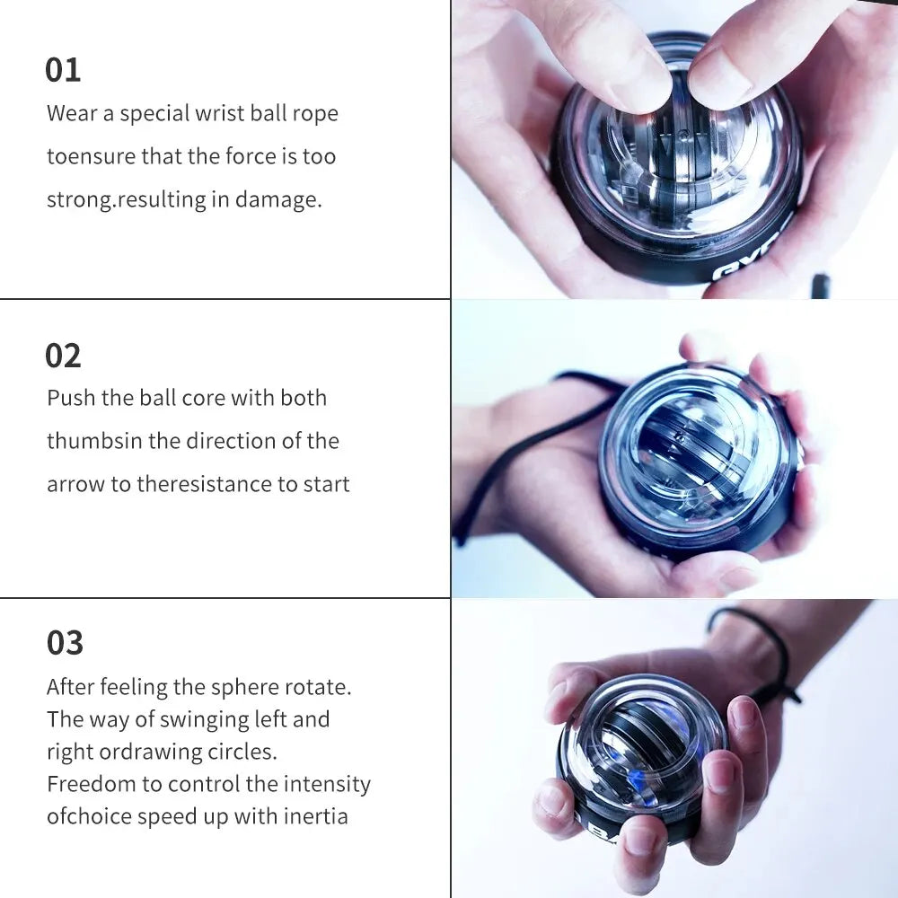 LED Wrist Gyro Ball Self Starting Muscle Strengthener