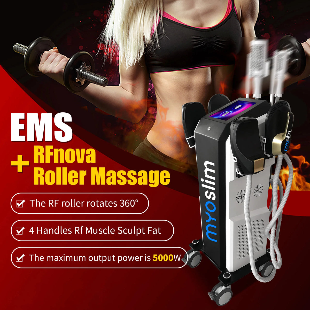 Myoslim Ems Rf Vacuum Roller Body Slimming Massager