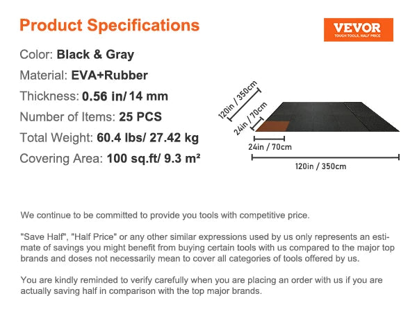 SucceBuy Interlocking Rubber EVA Foam Gym Floor Mats