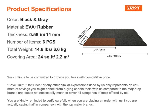 SucceBuy Interlocking Rubber EVA Foam Gym Floor Mats