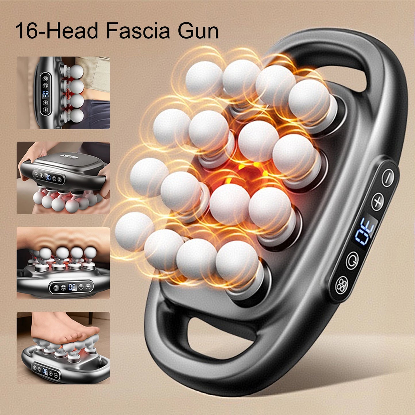 Foreverlily 16 Head Fascia Percussion Muscle Massage Gun