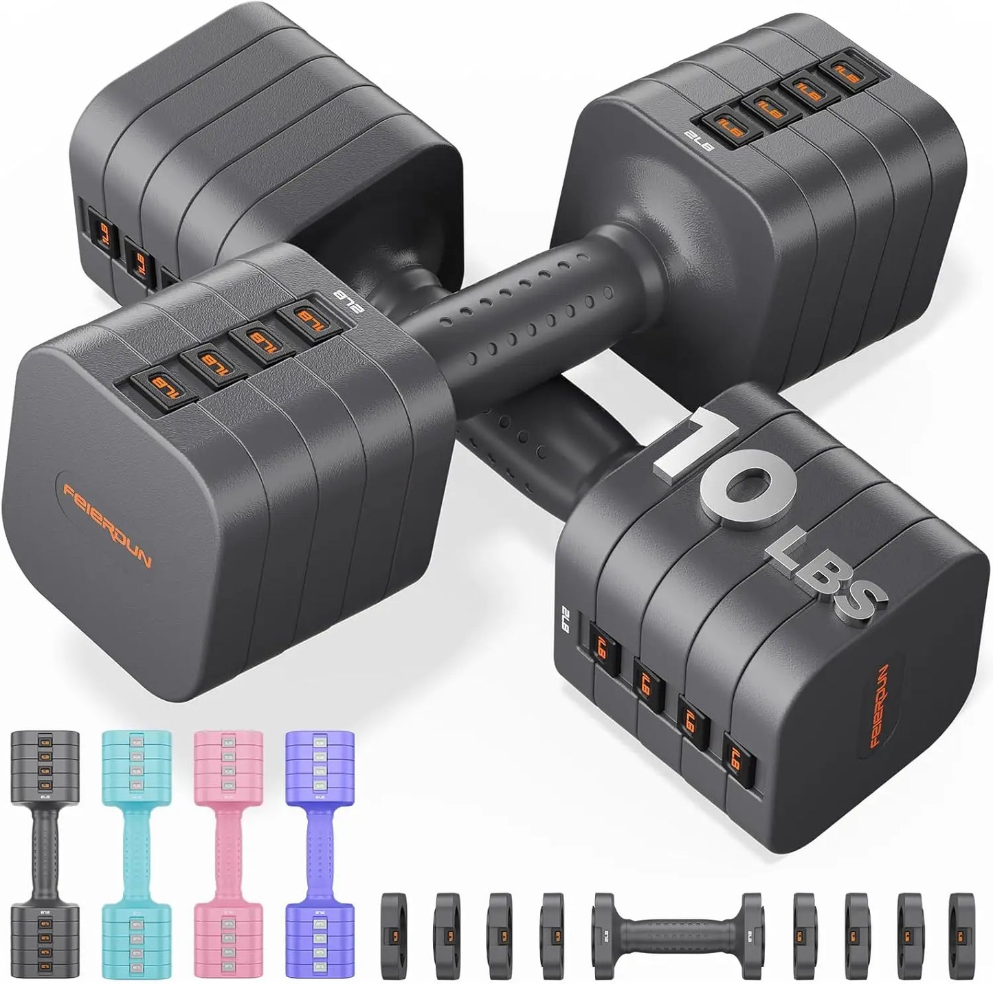 Feierdun Adjustable Dumbbell Set Of 2 Home Gym Fitness