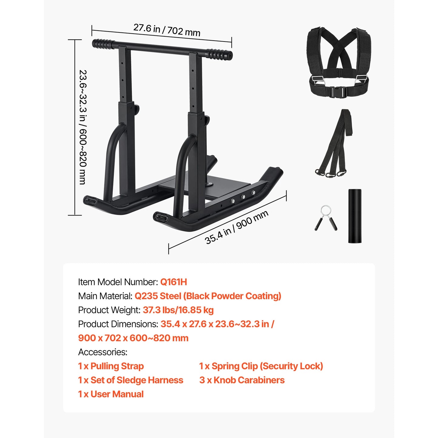 SucceBuy Steel Weight Sled Adjustable Height Fitness