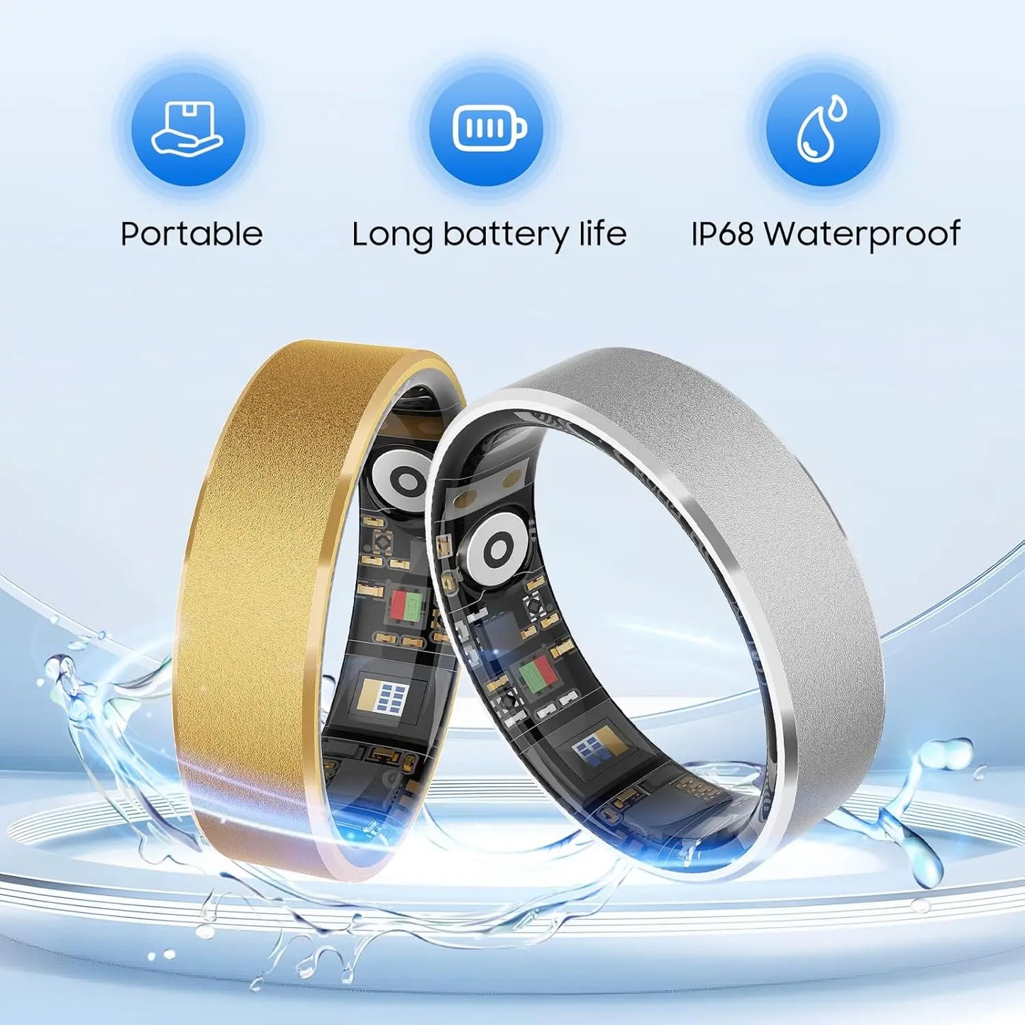 Smart Ring Health Tracker IP68 Waterproof For iOS Android