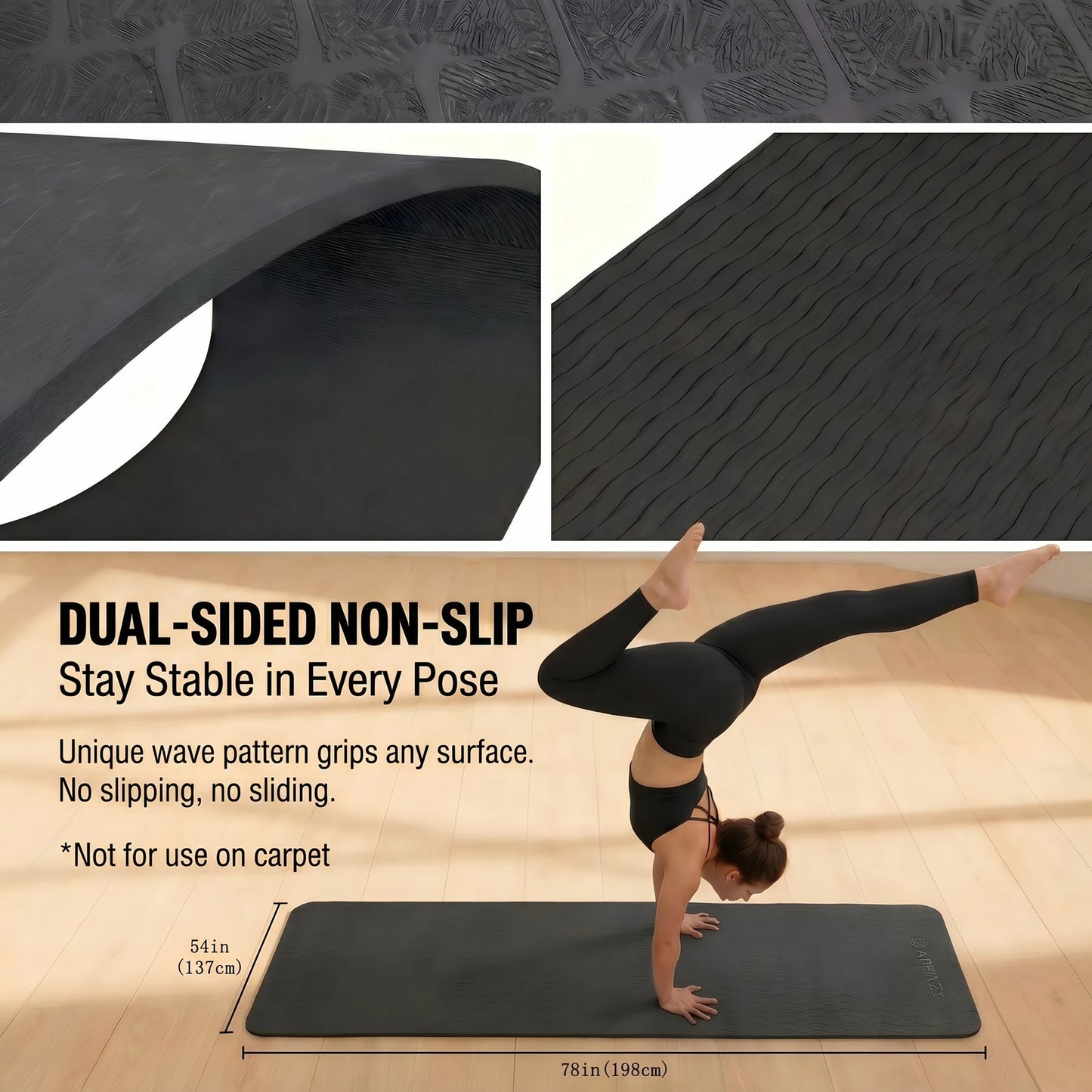 Hapbear Yoga Mat Non Slip TPE Eco Friendly Portable