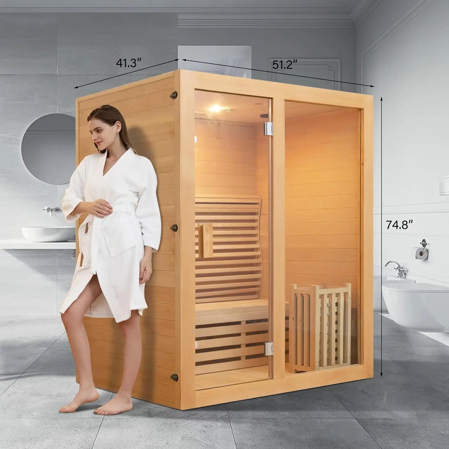 SMARTMAK 2 Person Hemlock Steam Sauna Harvia 3.5kW
