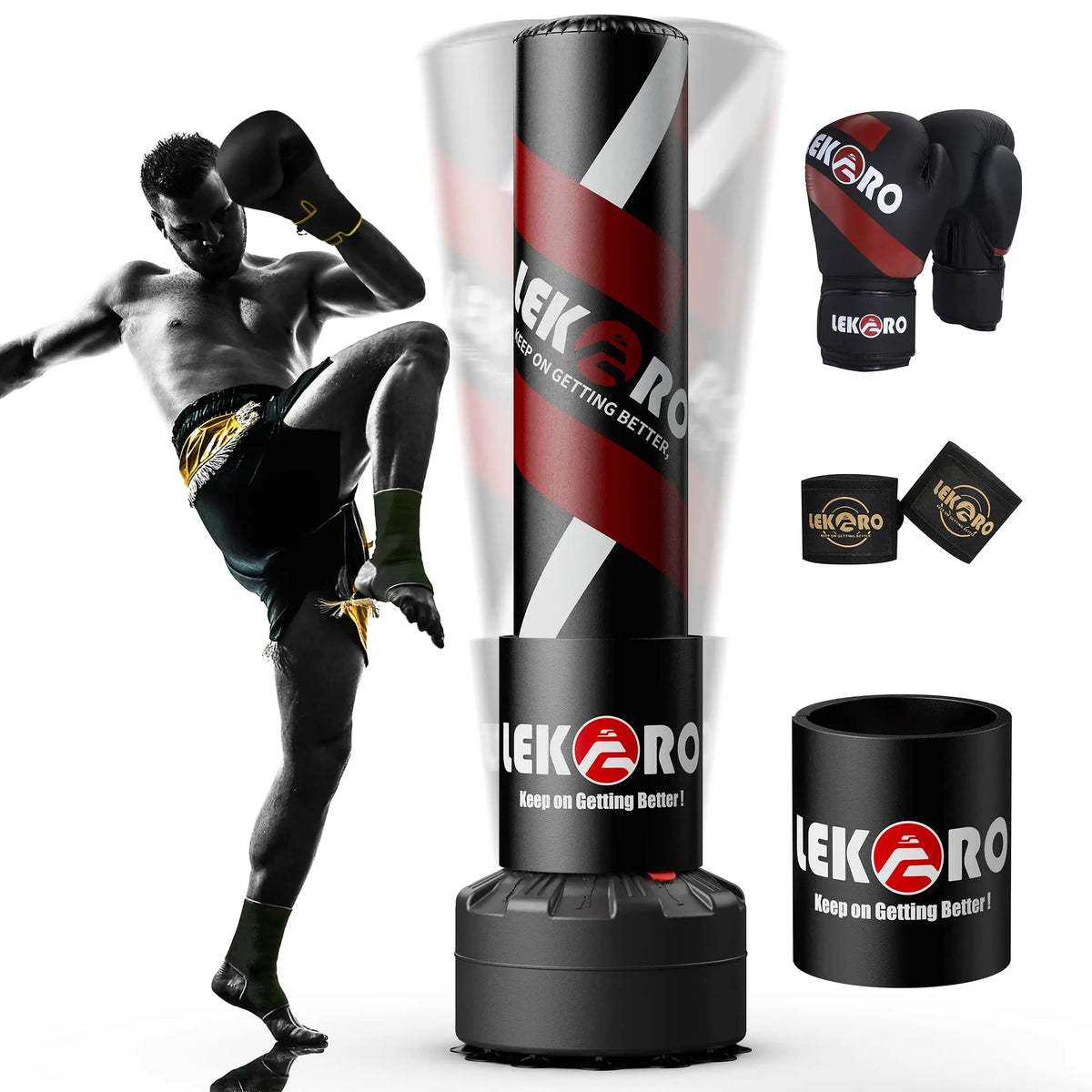 Lekaro Standing Boxing Post With Suction Cup Gloves