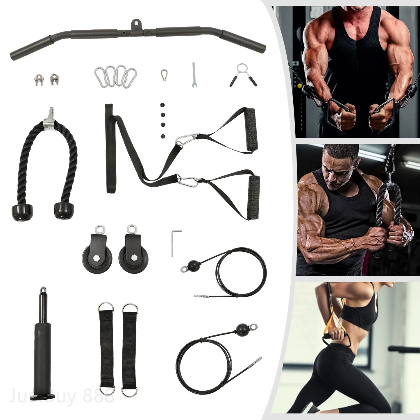 Home Gym Cable Weight Pulley System With Safety Ropes