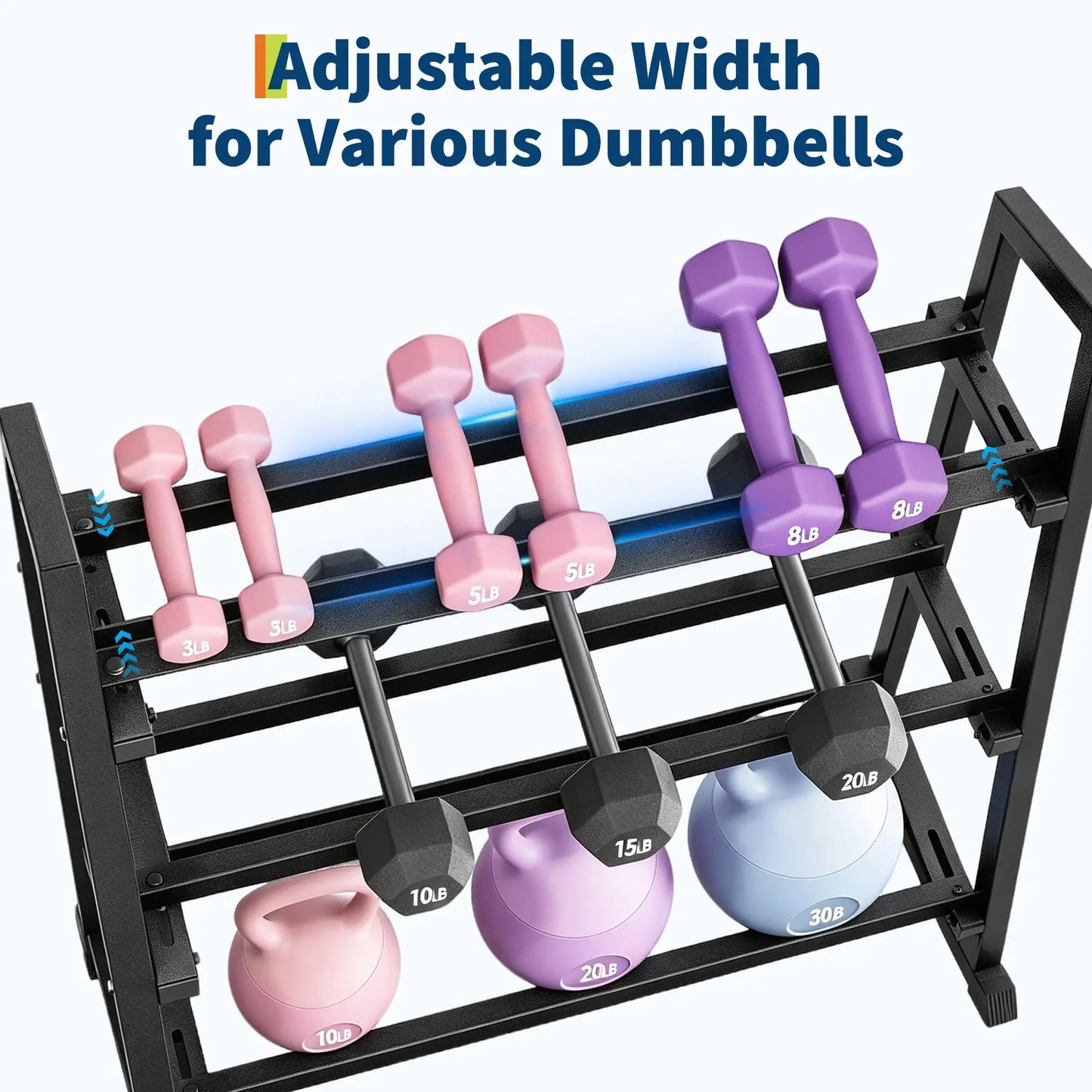 HiMISS 3-Tier Dumbbell Rack Weight Stand Trapezoidal Frame