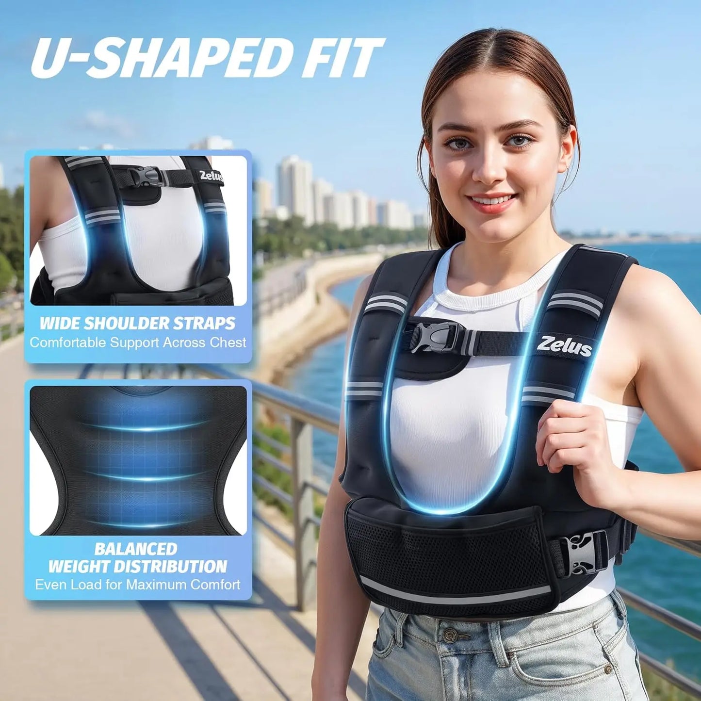 Weighted Vest for Women and Men, Ergonomic Curve-Fit