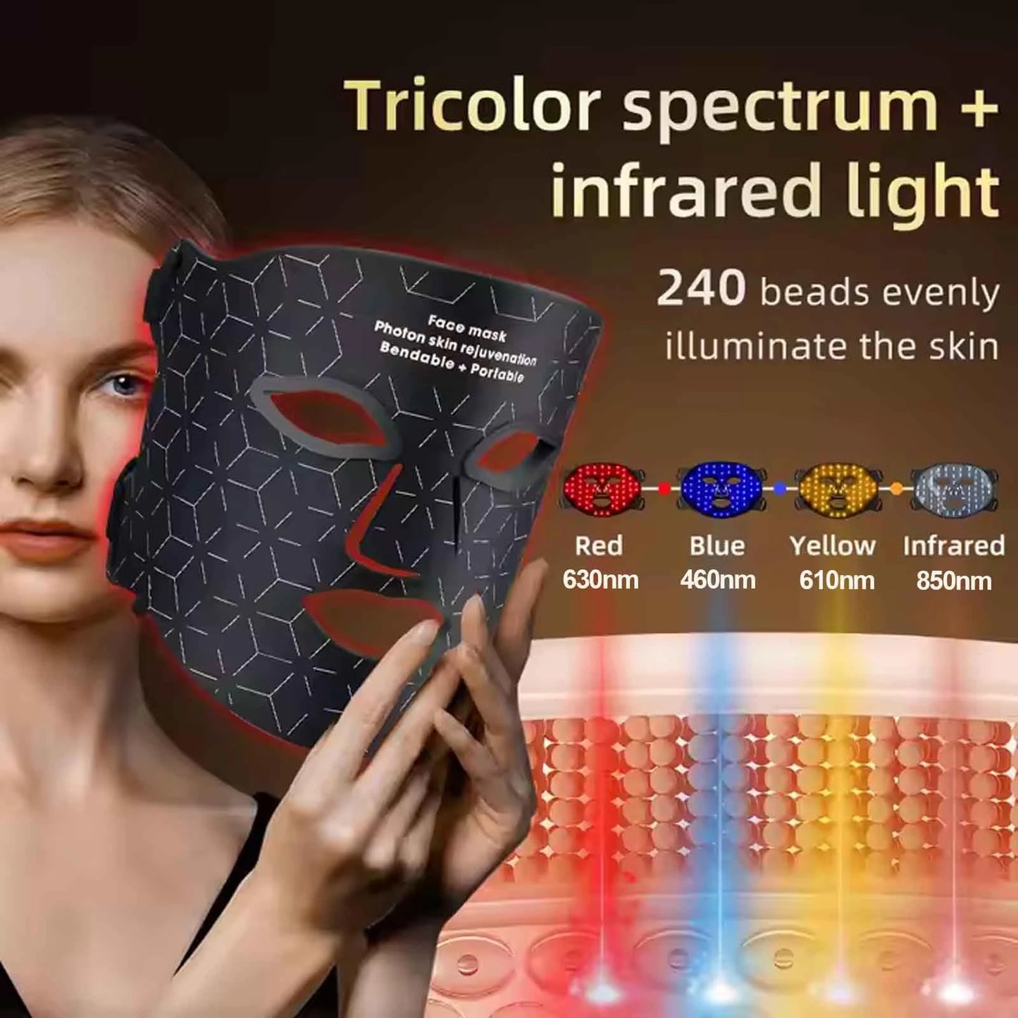 UBilli 4 Modes Portable LED Face Mask Light Therapy