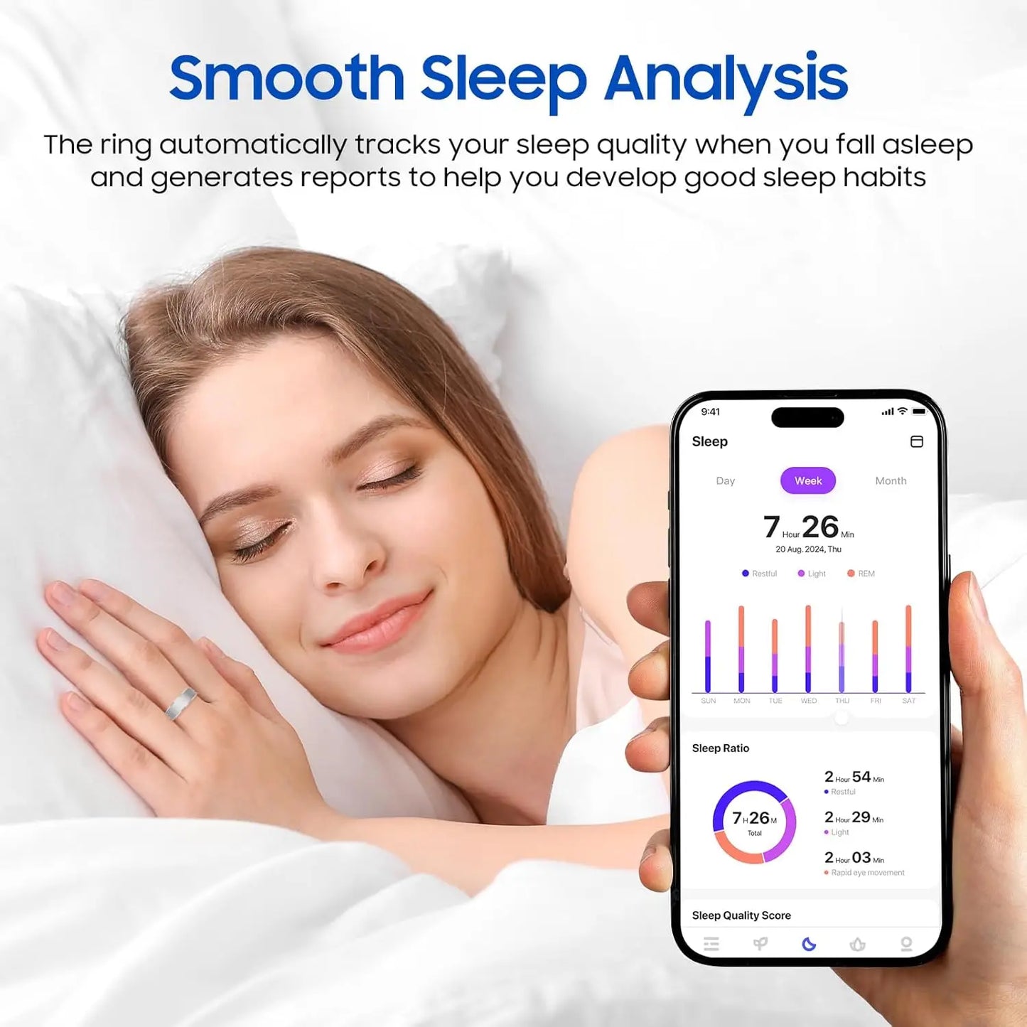 Smart Ring Health Tracker IP68 Waterproof For iOS Android