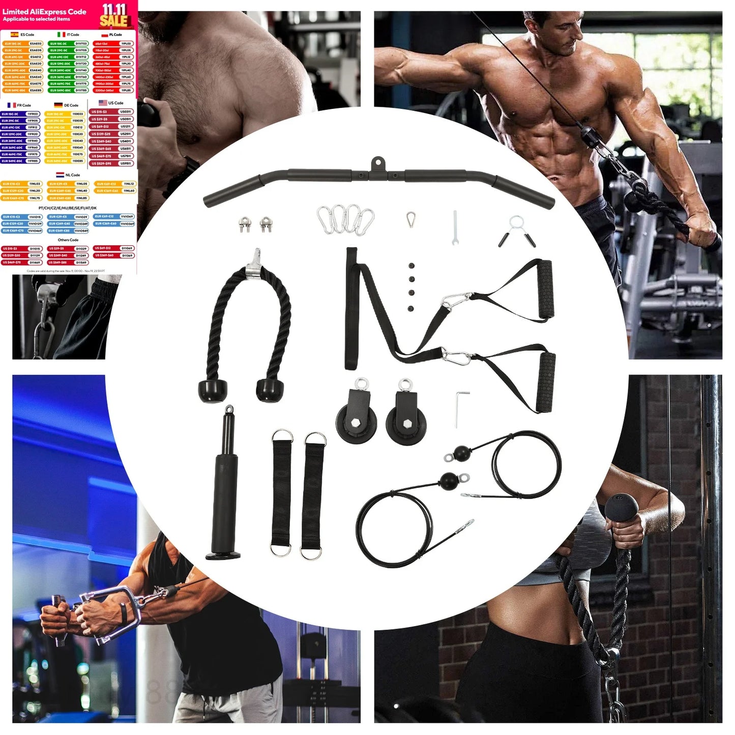 Home Gym Cable Weight Pulley System With Safety Ropes