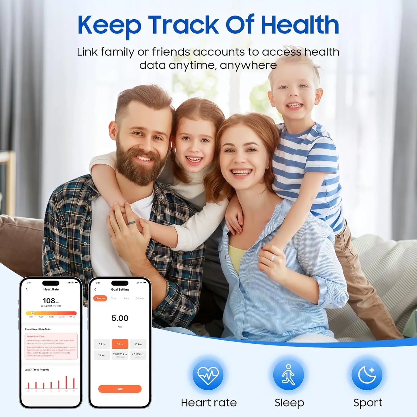 Smart Ring Health Tracker IP68 Waterproof For iOS Android