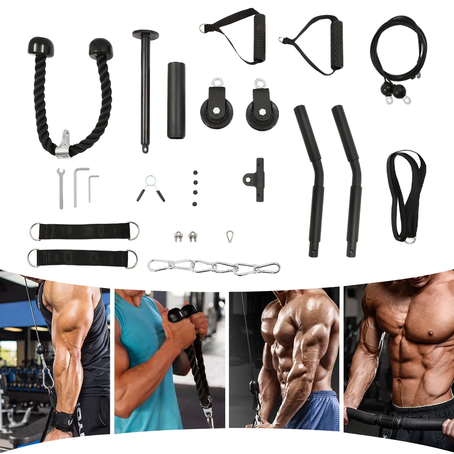 Home Gym Cable Weight Pulley System With Safety Ropes