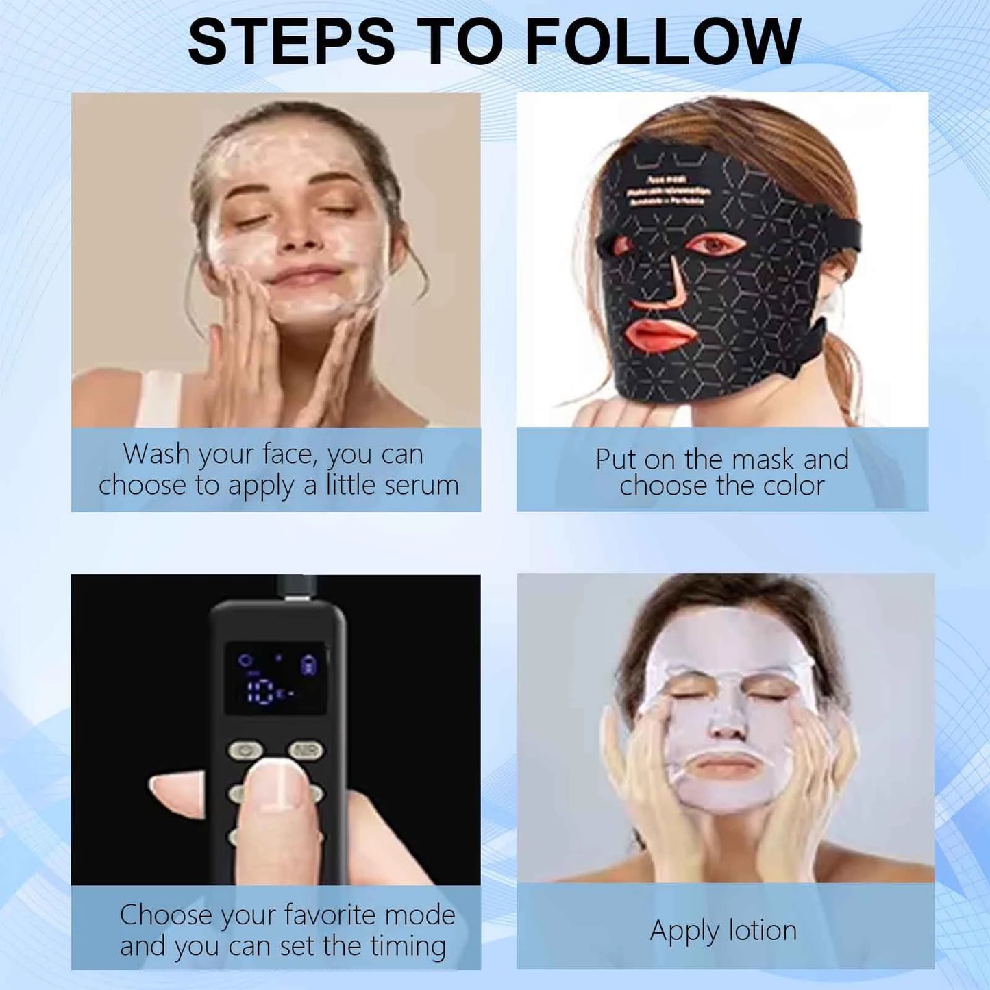 UBilli 4 Modes Portable LED Face Mask Light Therapy