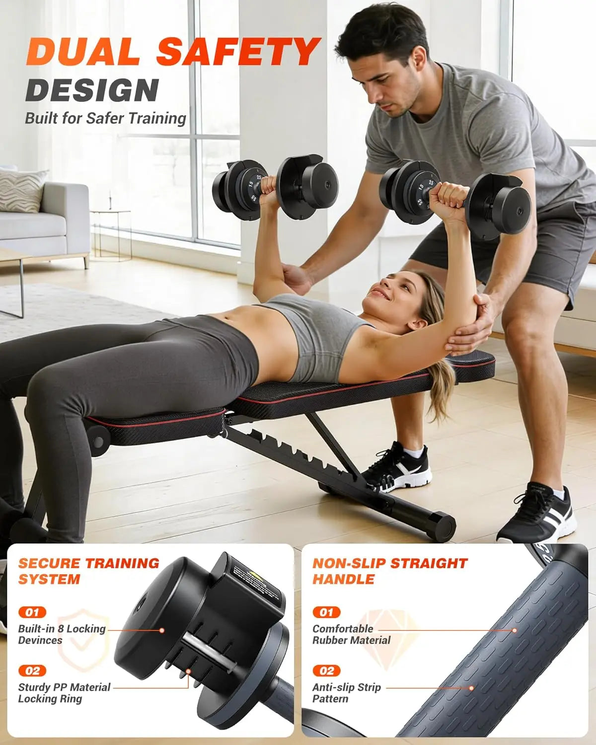 Adjustable Dumbbells Set 2 Quick Lock 55 Lbs Home Training