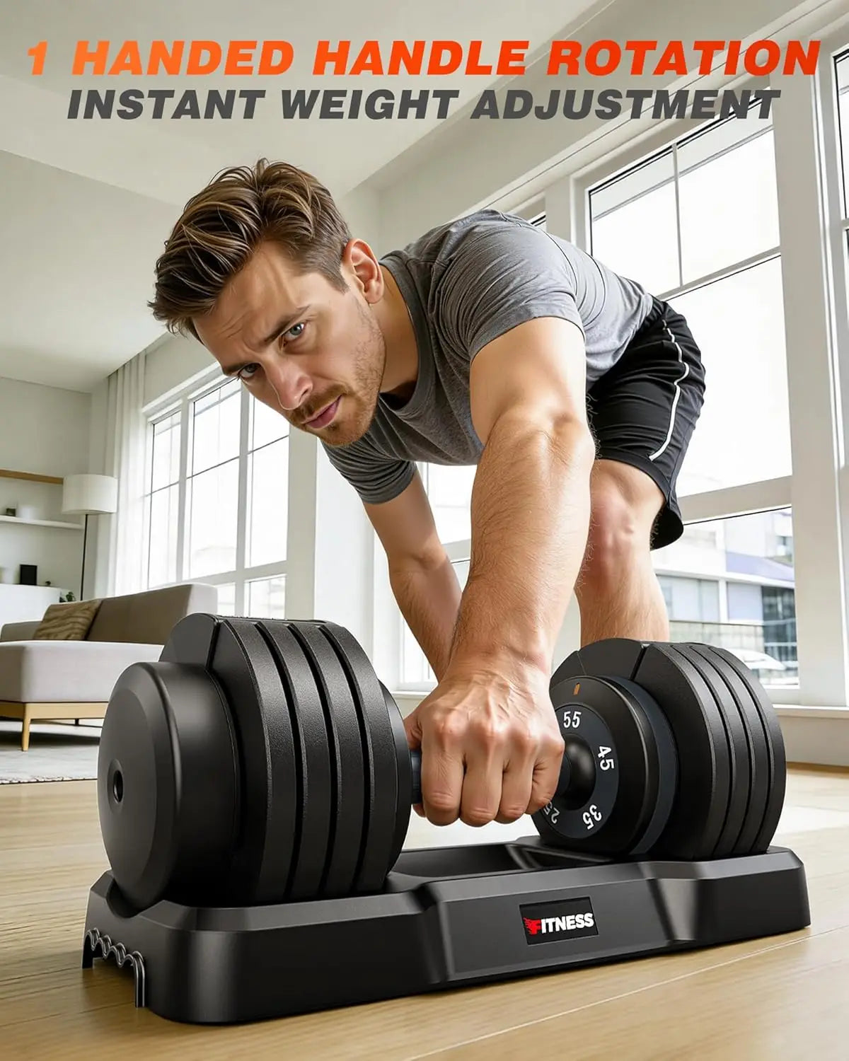 Adjustable Dumbbells Set 2 Quick Lock 55 Lbs Home Training